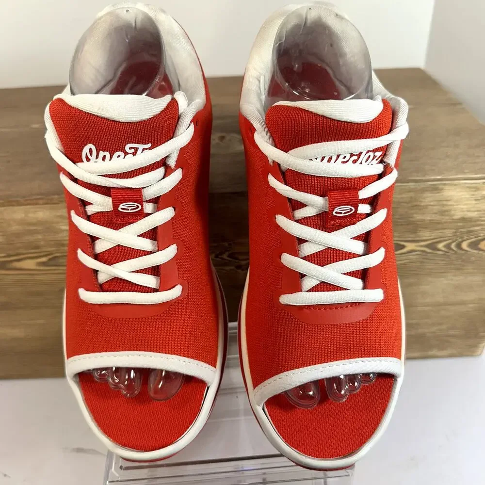 Ope Toz Open Toe‎ Sneaker Red Womens SZ 8.5 Athleisure Streetwear Y2K Sporty